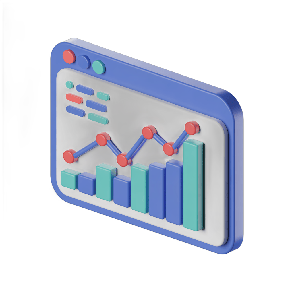 Isolated 3d chart graphic with bar and line data visualization for business presentations and reports PNG - transparent background