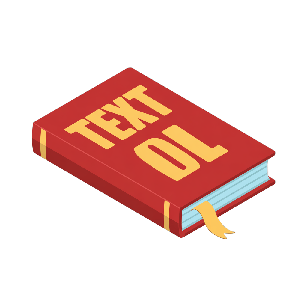 Isolated 3D clipart book illustration with bold text overlay for digital design projects PNG - transparent background