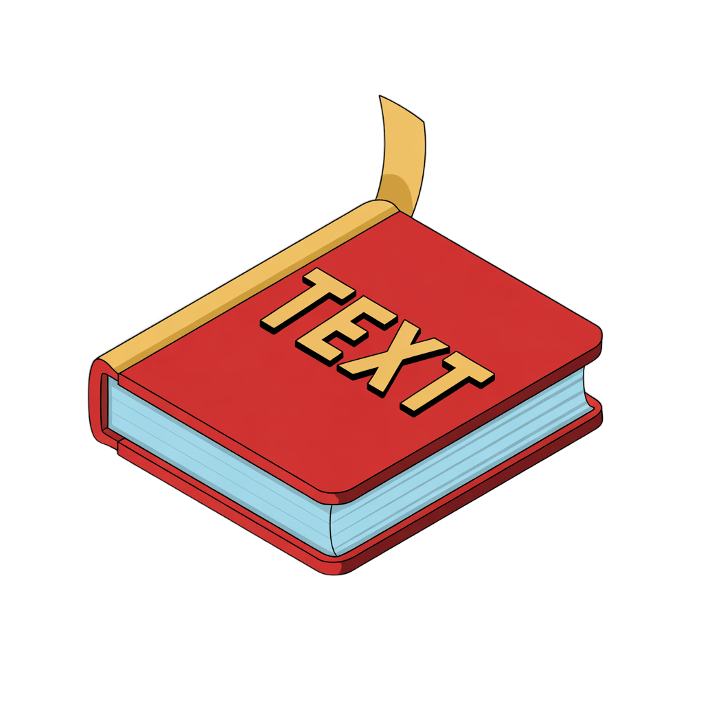 Isolated 3d clipart book with bold text label for educational and editorial design projects PNG - transparent background