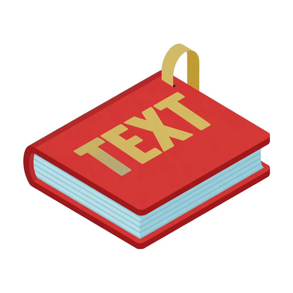 Isolated 3d clipart book with text label for educational and editorial design projects PNG - transparent background