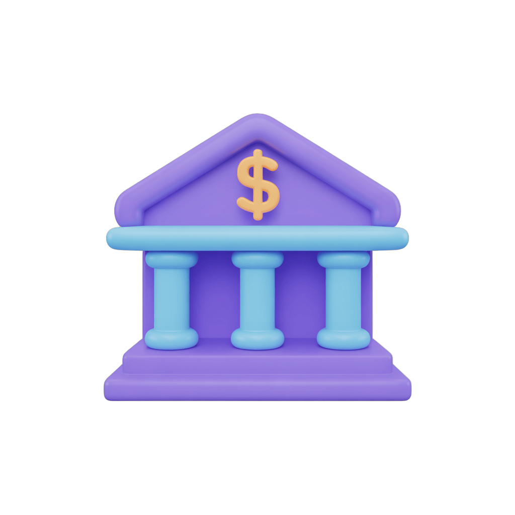 Isolated 3d clipart building with dollar sign symbol for finance business marketing materials PNG - transparent background