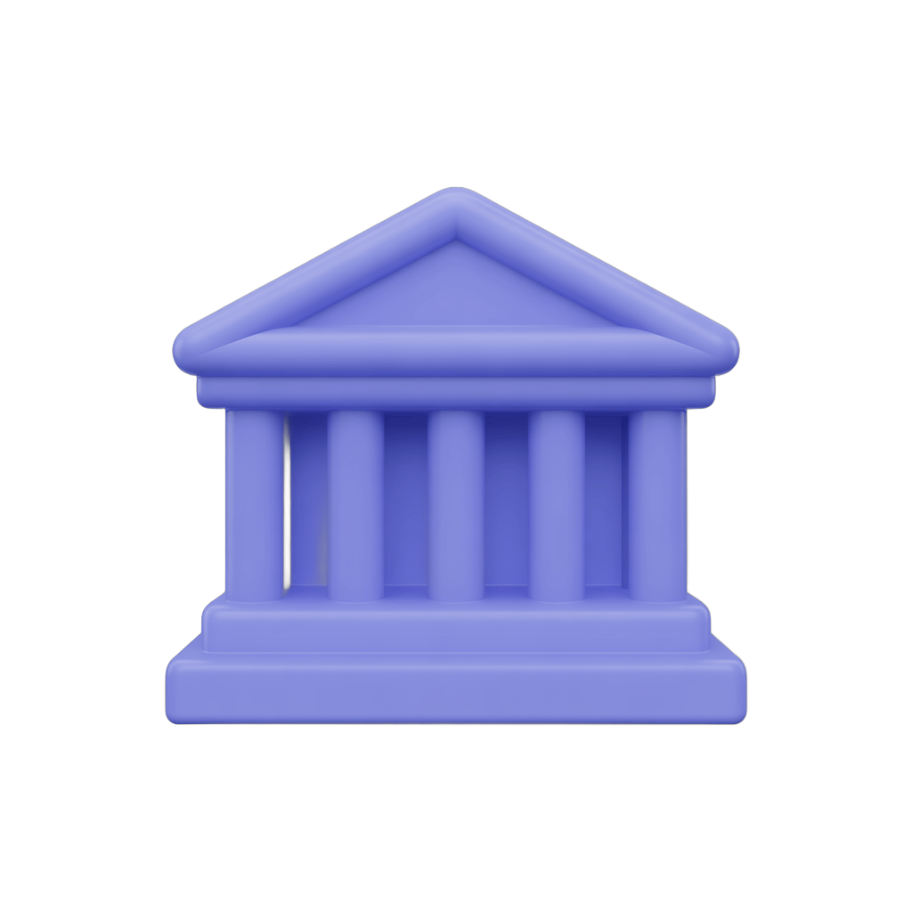 Isolated 3d clipart illustration of a classical greek temple for corporate presentations and educational materials PNG - transparent background