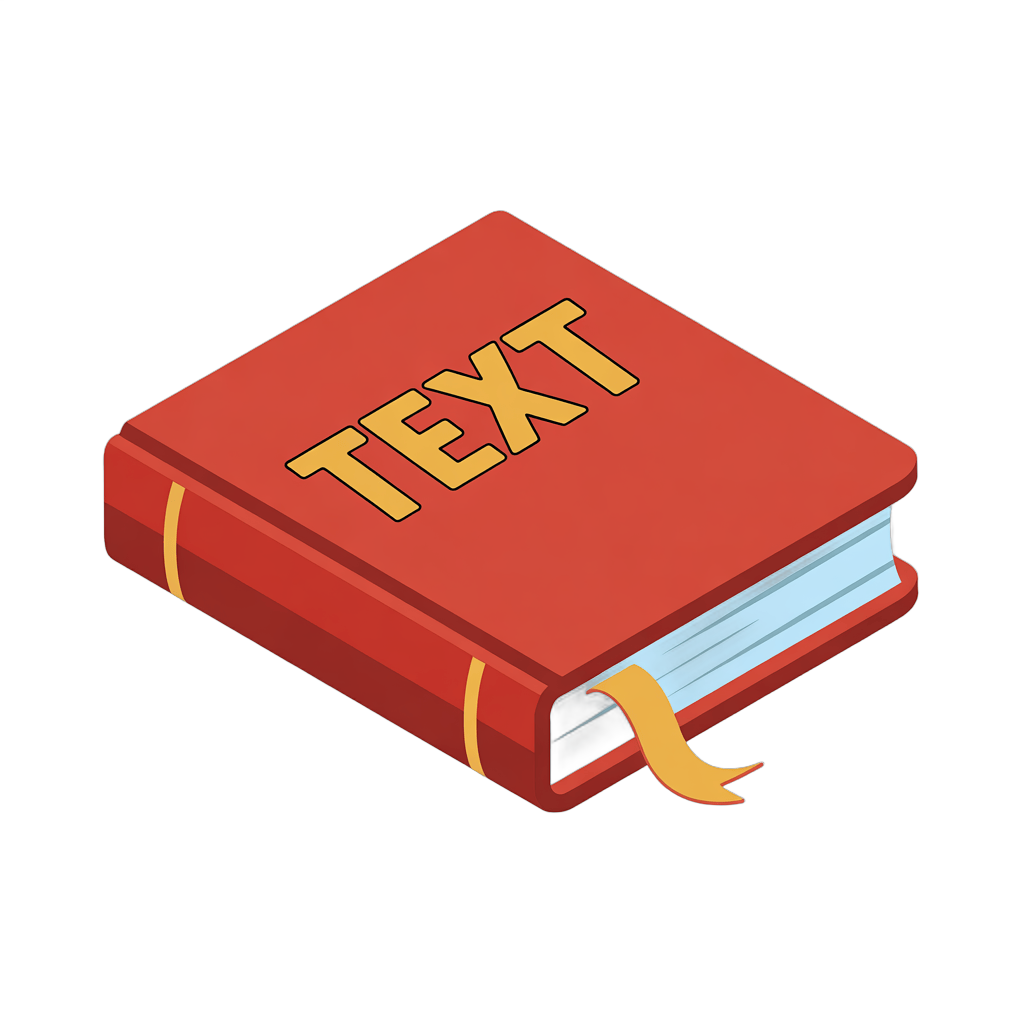 Isolated 3d clipart illustration of a red book labeled text for educational and editorial designs PNG - transparent background