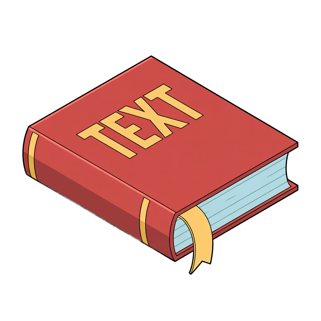 Isolated 3d clipart illustration of a red book labeled text for educational and editorial designs PNG - transparent background