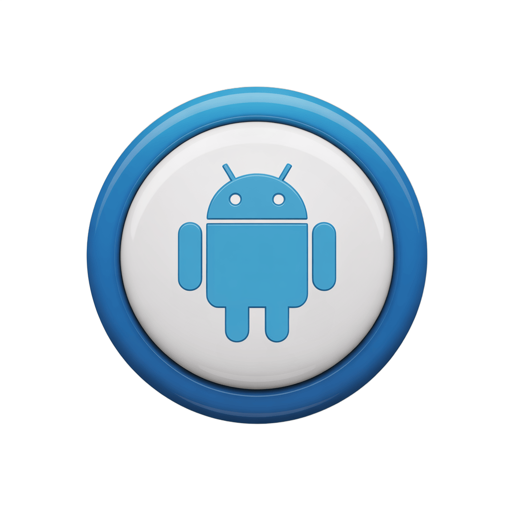 Isolated android robot logo button icon for mobile app design and digital marketing materials PNG - transparent background