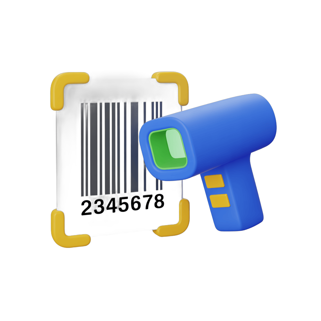 Isolated barcode scanner reading product label with transparent background for retail and inventory design PNG - transparent background