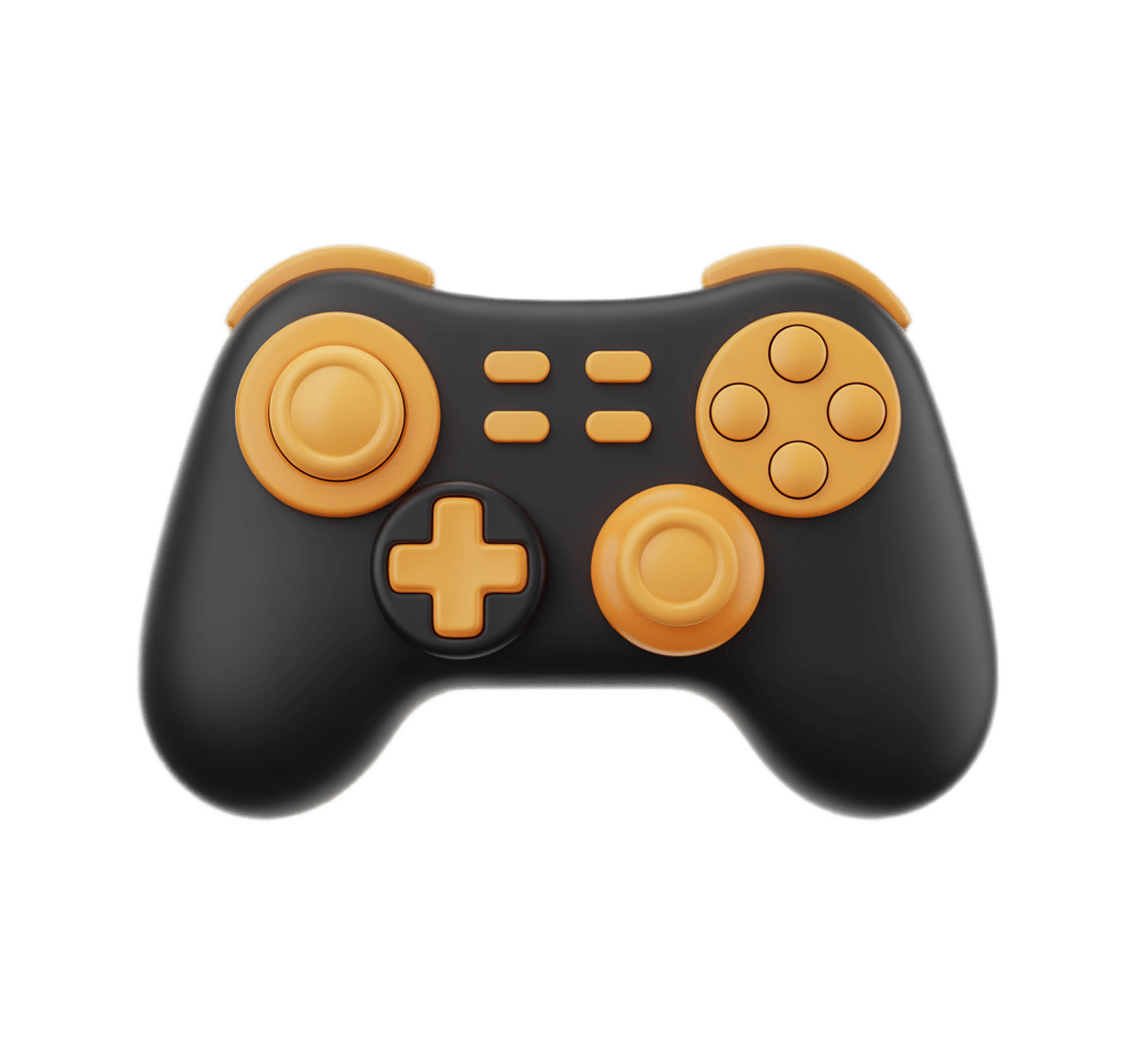 Isolated black and orange gaming controller clipart for digital presentations and app icons PNG - transparent background