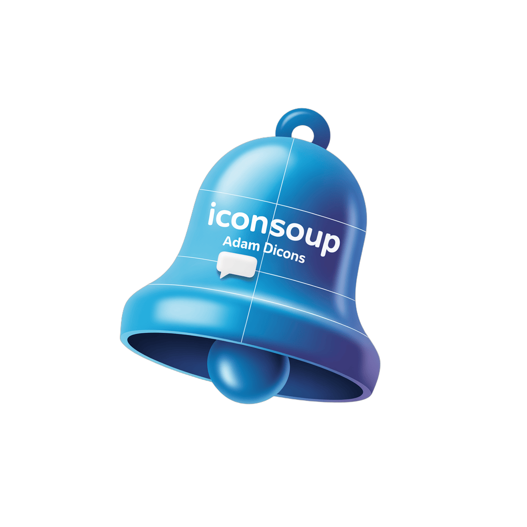 Isolated blue notification bell icon with speech bubble graphic element for digital design PNG - transparent background