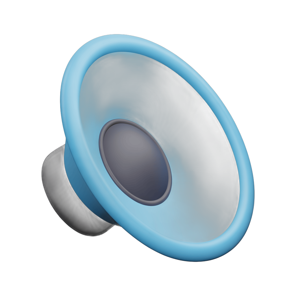 Isolated blue speaker graphic element for presentations and multimedia projects PNG - transparent background