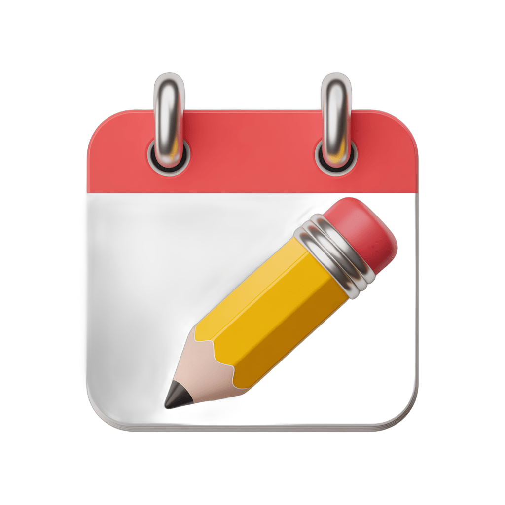 Isolated calendar clipart with pencil icon for planning and scheduling designs PNG - transparent background