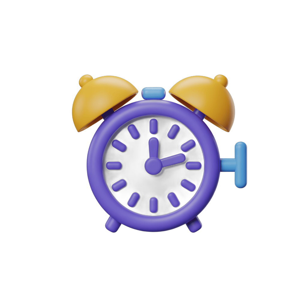 Isolated cartoon alarm clock with yellow bells for presentations and digital designs PNG - transparent background