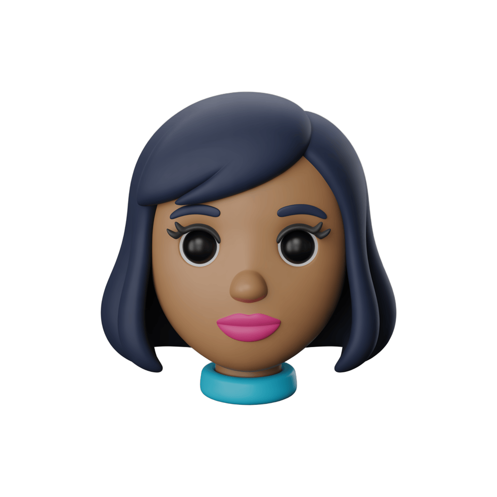 Isolated cartoon woman with short dark hair and pink lipstick for digital illustrations and app icons PNG - transparent background