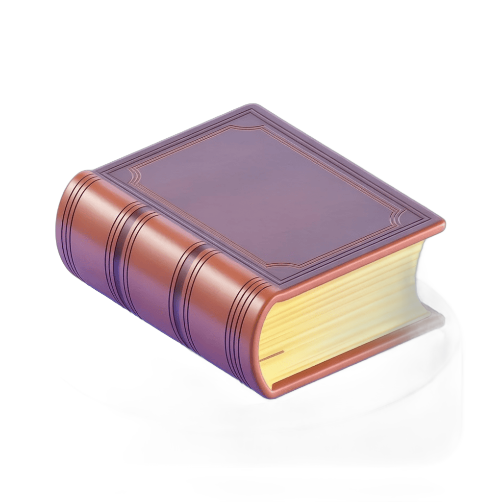 Isolated closed vintage leather bound book with gold pages clipart for editorial and graphic design PNG - transparent background