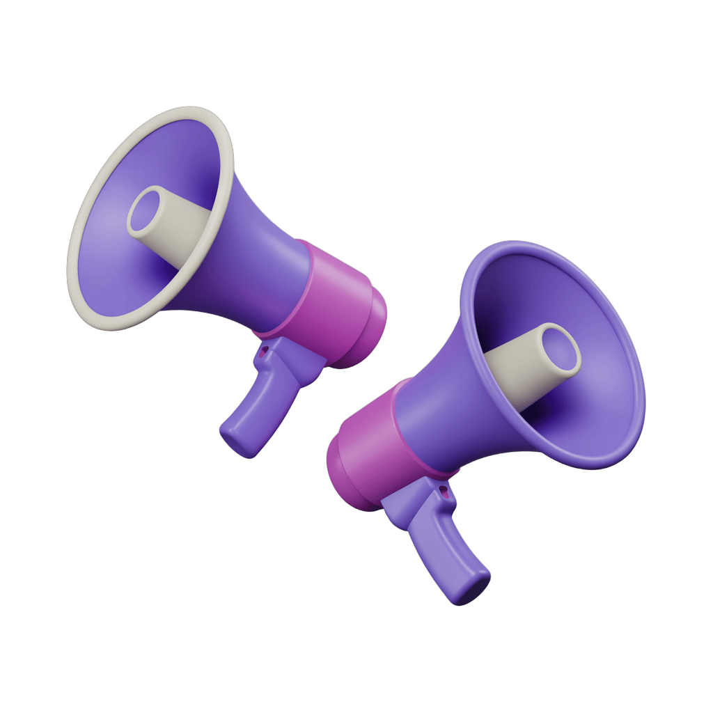 Isolated colorful clipart megaphones for presentations and announcements PNG - transparent background