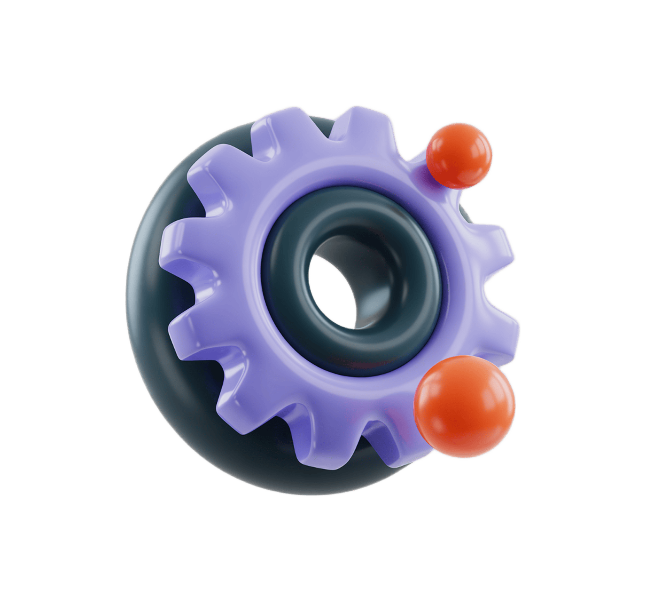 Isolated colorful gear toy with orange knobs for children educational play and learning materials PNG - transparent background