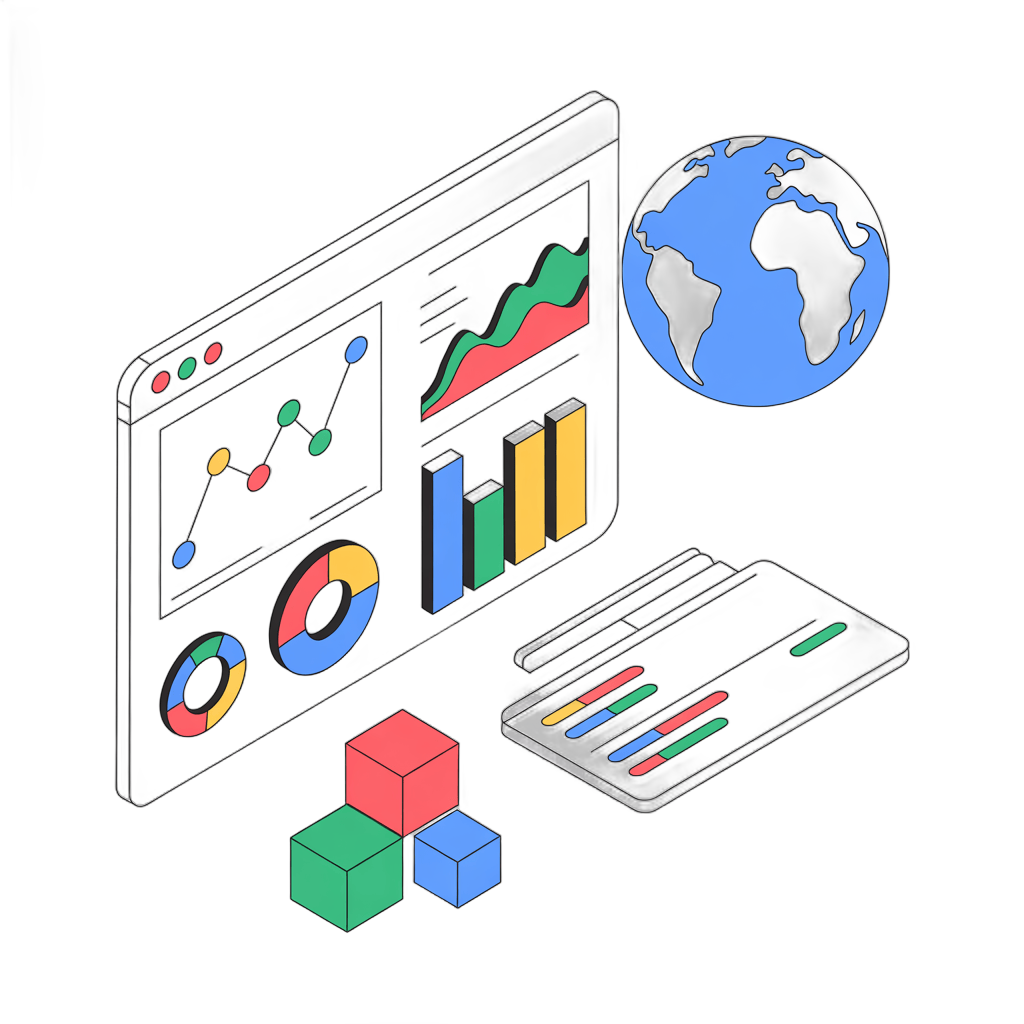 Isolated global analytics dashboard with charts and mobile device for business presentations and reports PNG - transparent background