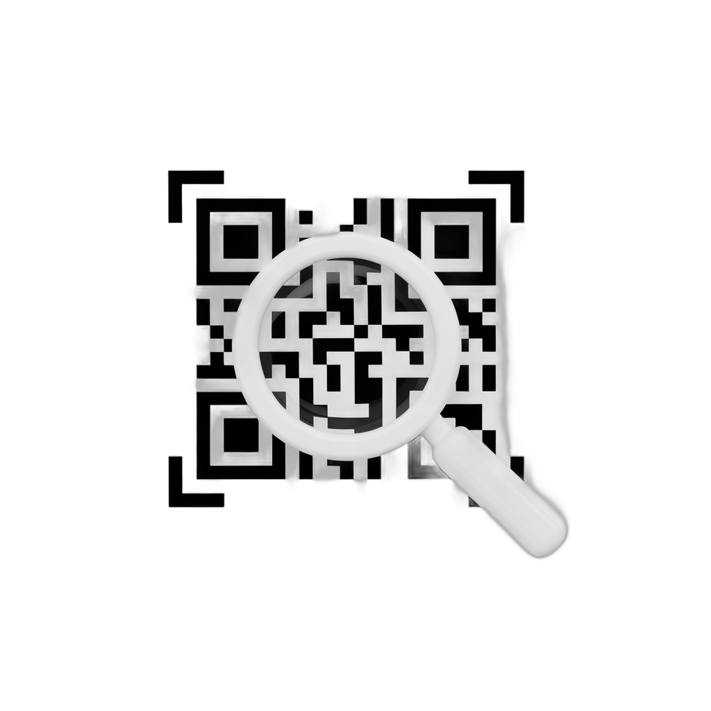 Isolated magnifying glass scanning qr code graphic element for digital marketing designs PNG - transparent background