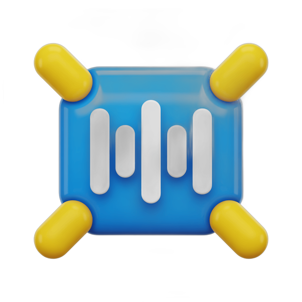 Isolated modern blue pill packaging with yellow caps and white barcode graphic element for medical marketing PNG - transparent background