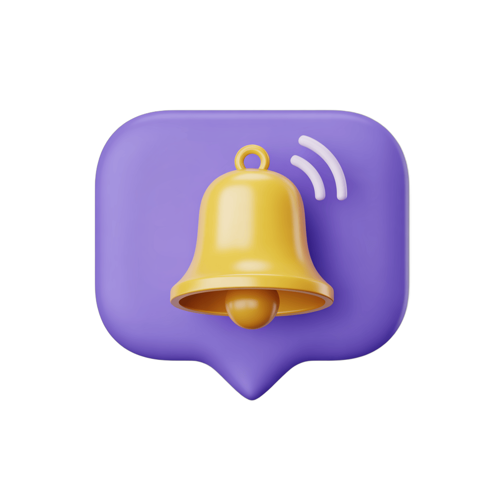 Isolated notification bell icon with sound waves for app alerts and digital communication designs PNG - transparent background