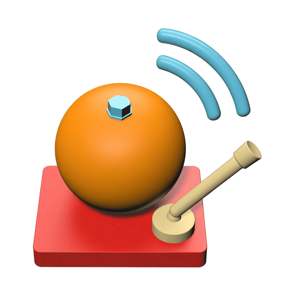 Isolated notification bell icon with wireless signal waves and horn graphic element for app alerts PNG - transparent background