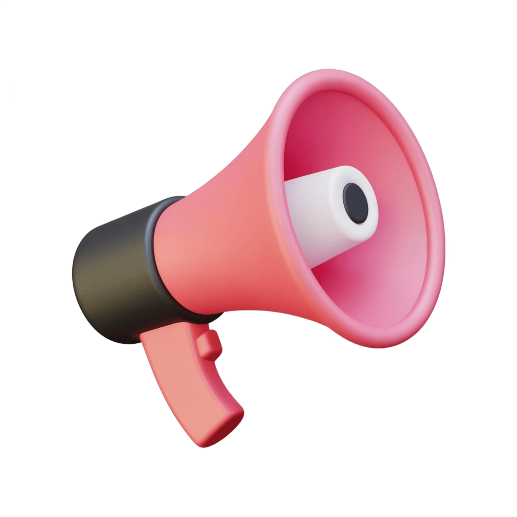Isolated pink megaphone clipart for presentations and announcements PNG - transparent background