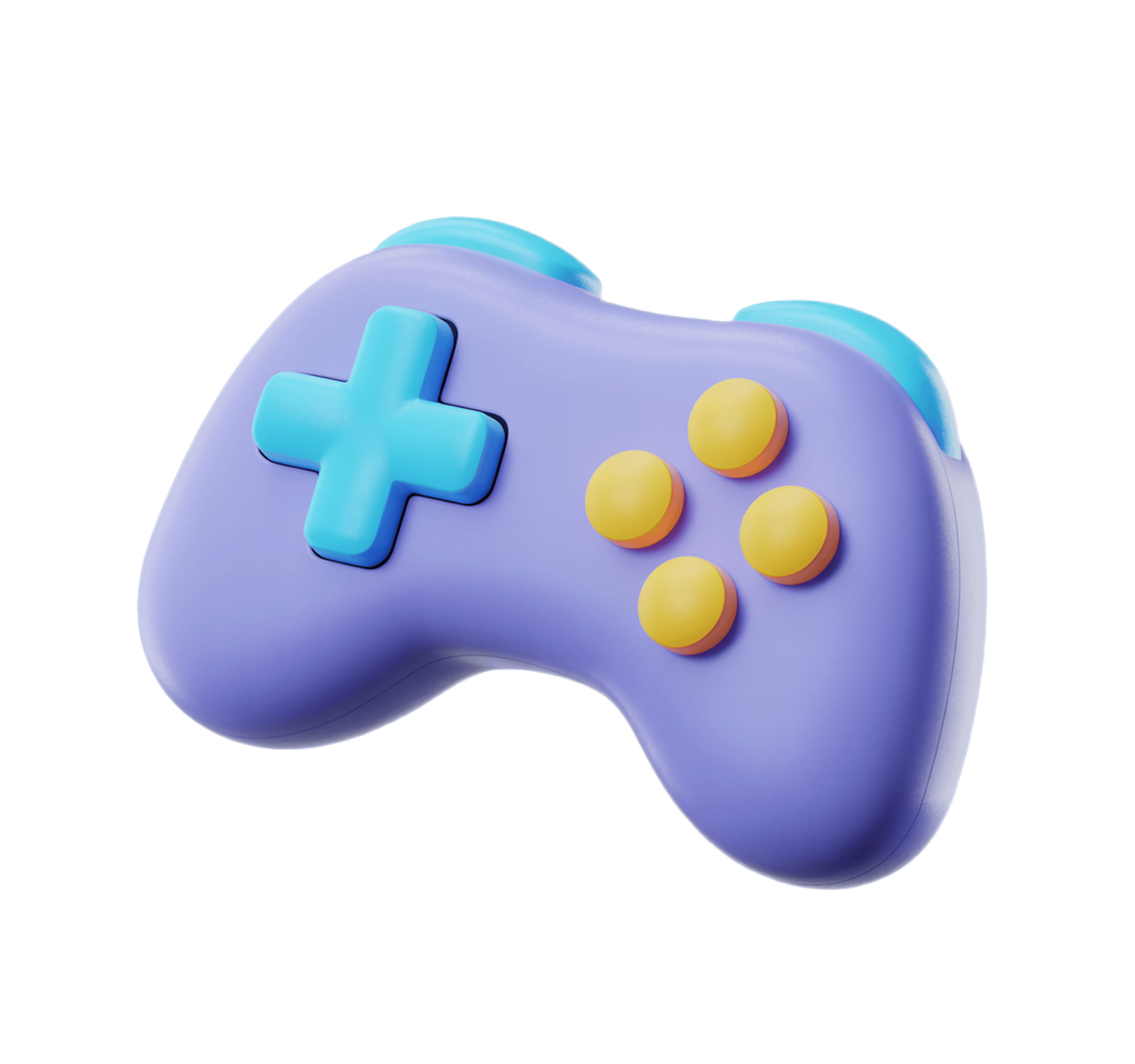 Isolated purple game controller clipart with directional pad and cross button for gaming graphics PNG - transparent background