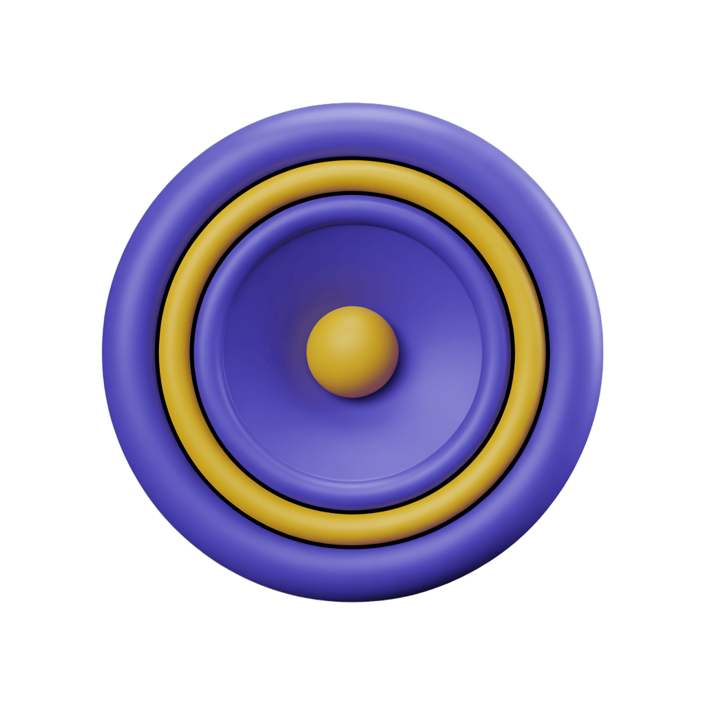 Isolated purple target with yellow rings and orange center for presentations and graphics PNG - transparent background