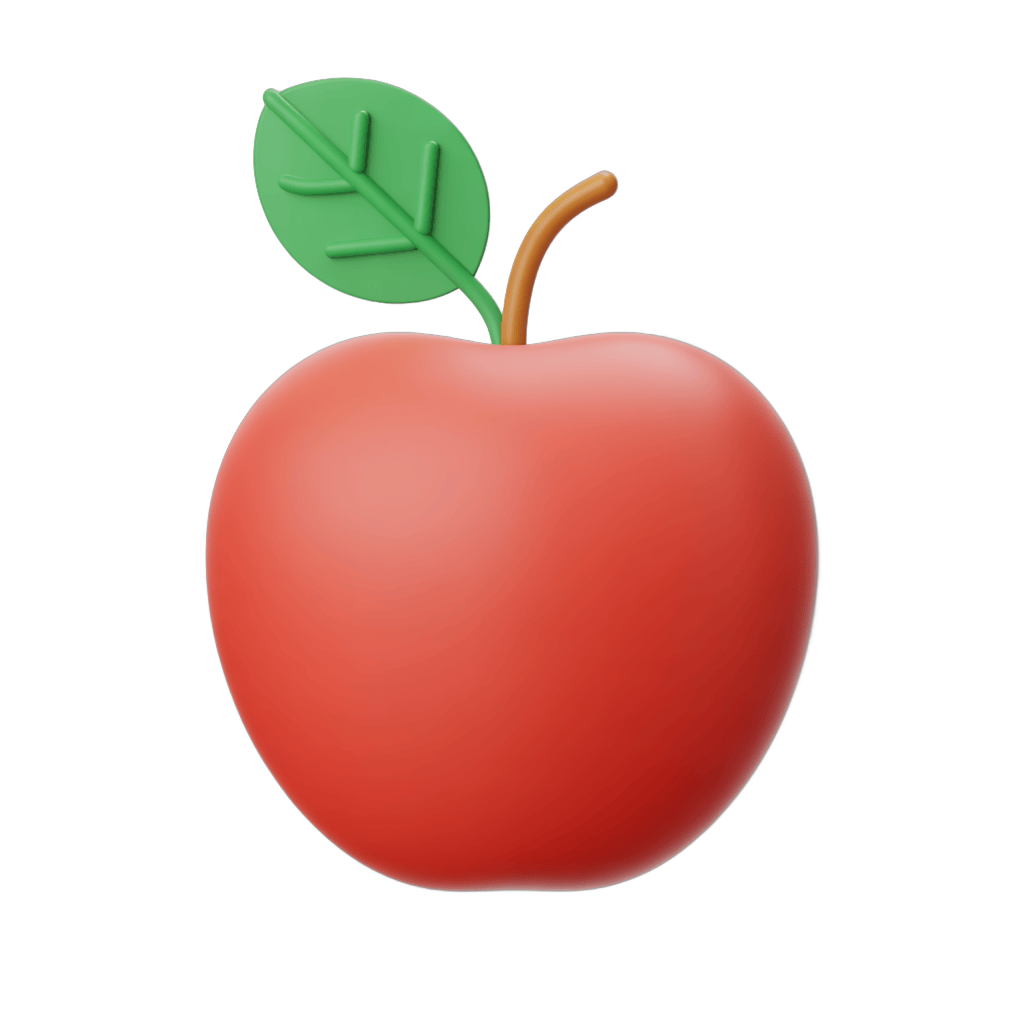 Isolated red apple with green leaf for food graphics and digital illustrations PNG - transparent background