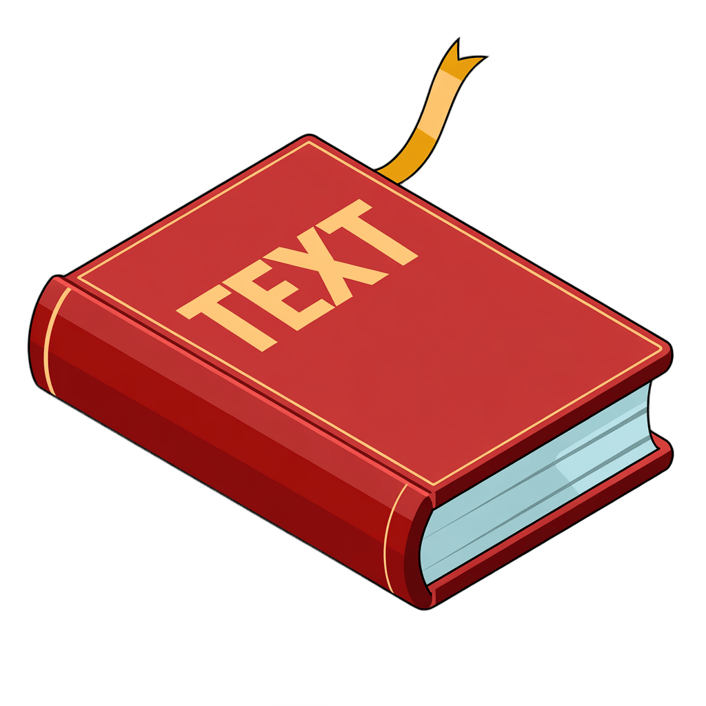 Isolated red book with text label for educational and editorial graphic design projects PNG - transparent background