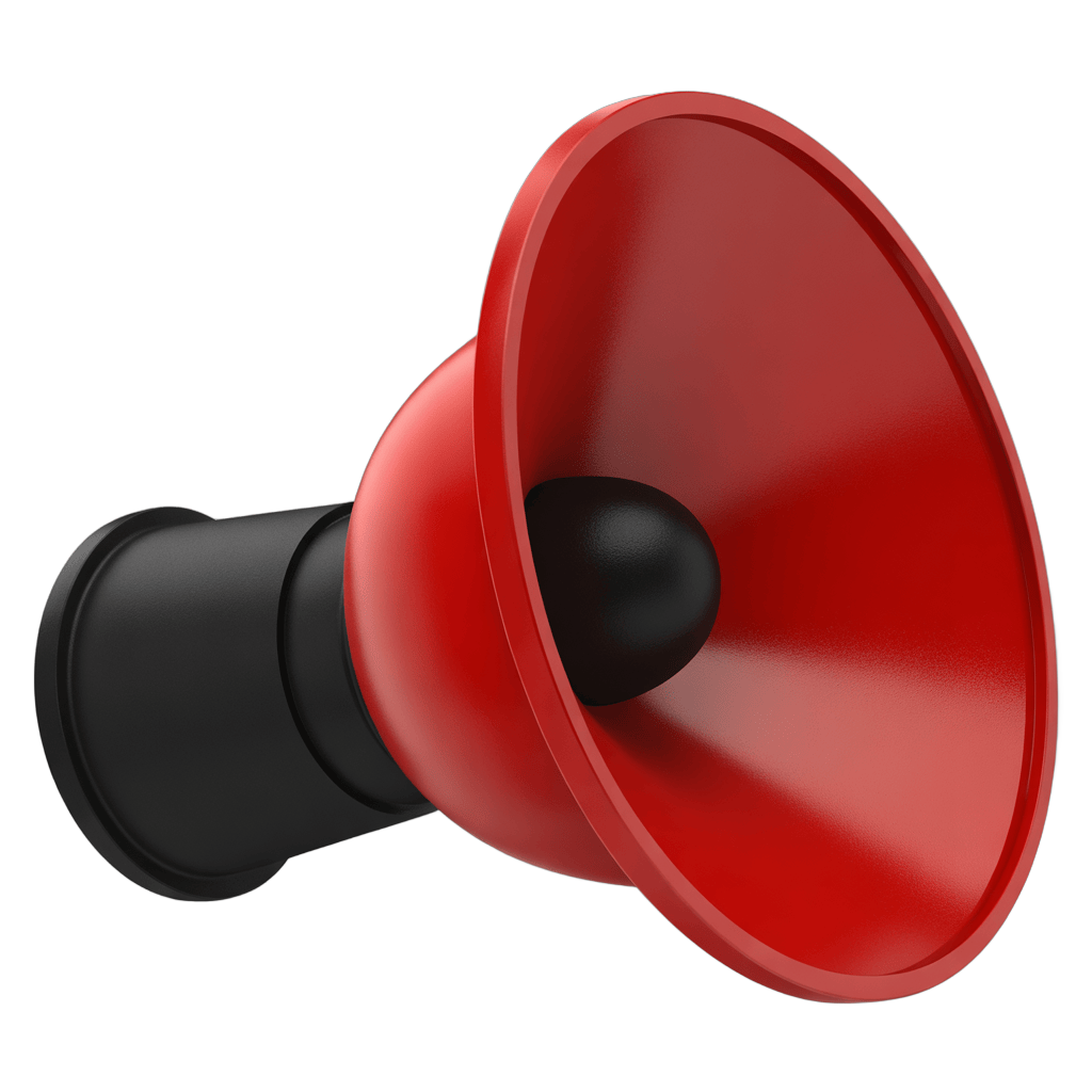 Isolated red megaphone graphic for presentations and announcements PNG - transparent background