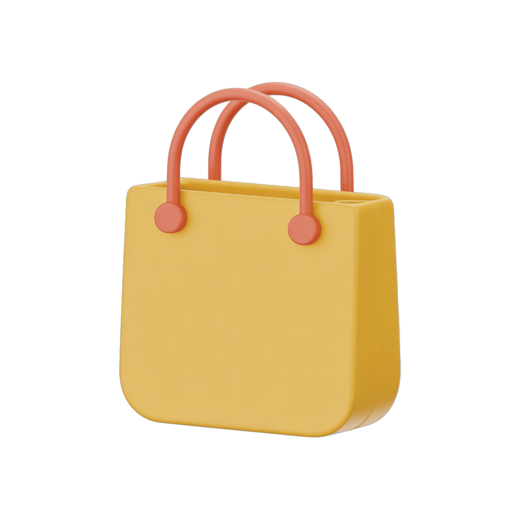 Isolated shopping bag clipart graphic with pink handles for online shopping ecommerce website design PNG - transparent background