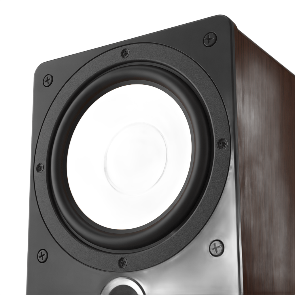 Isolated speaker woofer cone graphic element for audio visual presentations and designs PNG - transparent background