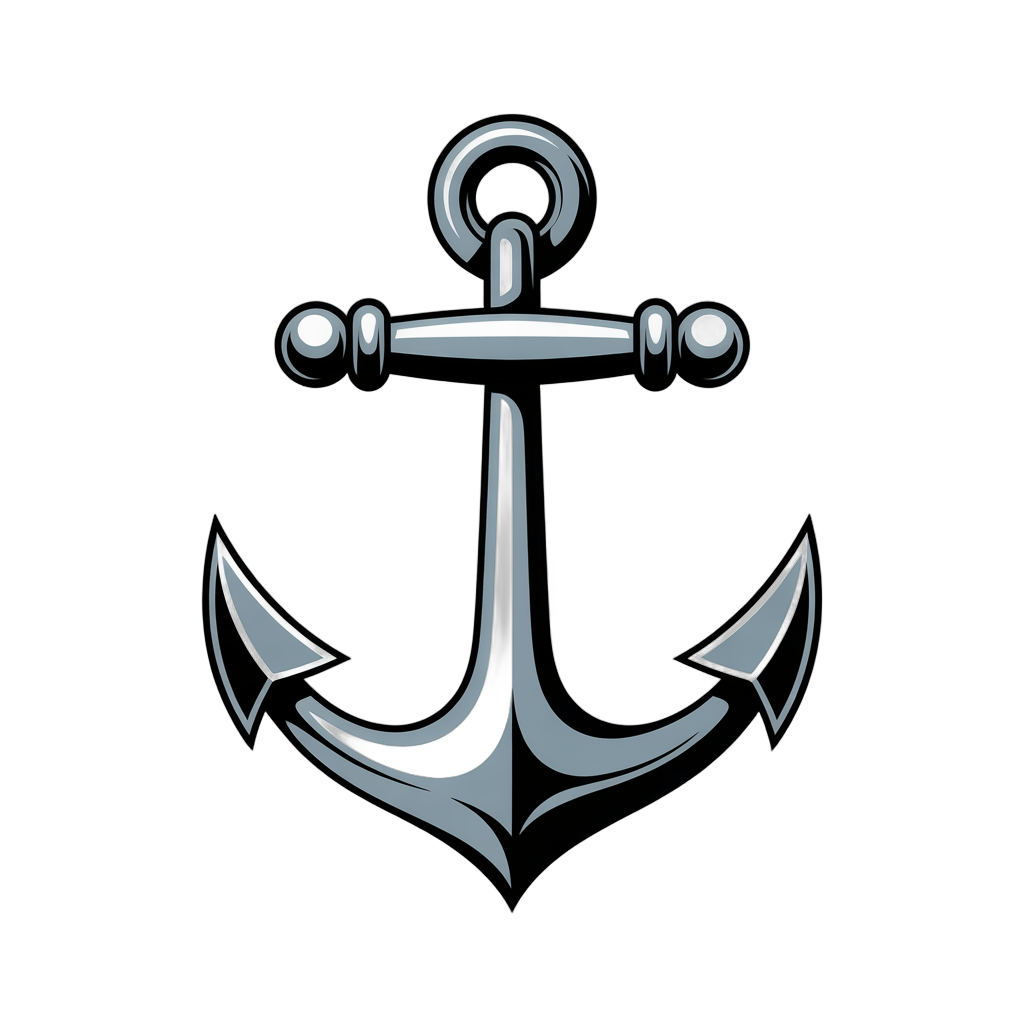Isolated transparent anchor graphic element for nautical maritime logos and branding designs PNG - transparent background