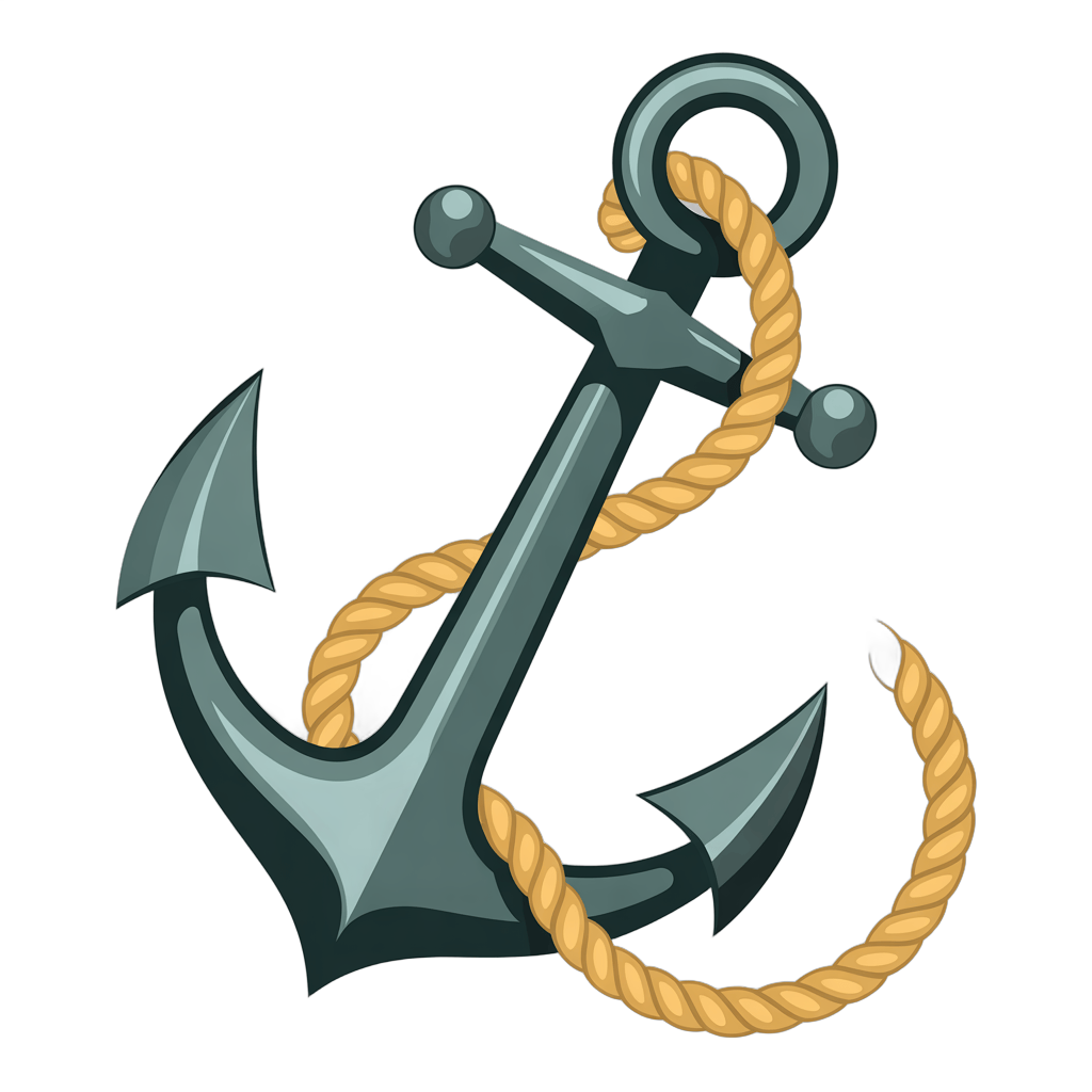 Isolated transparent anchor graphic element for nautical maritime travel adventure branding PNG - transparent background