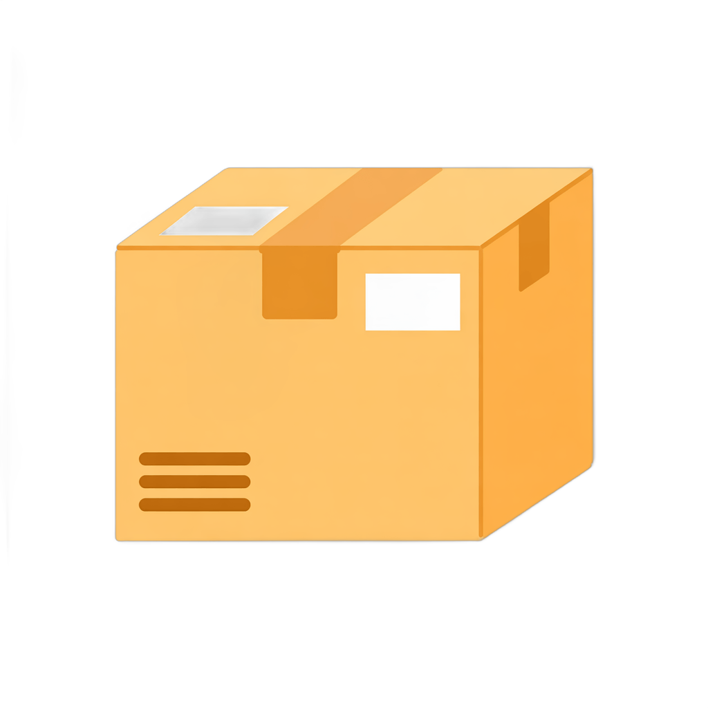 Isolated transparent background clipart of a brown cardboard box ready for shipping and delivery PNG - transparent background