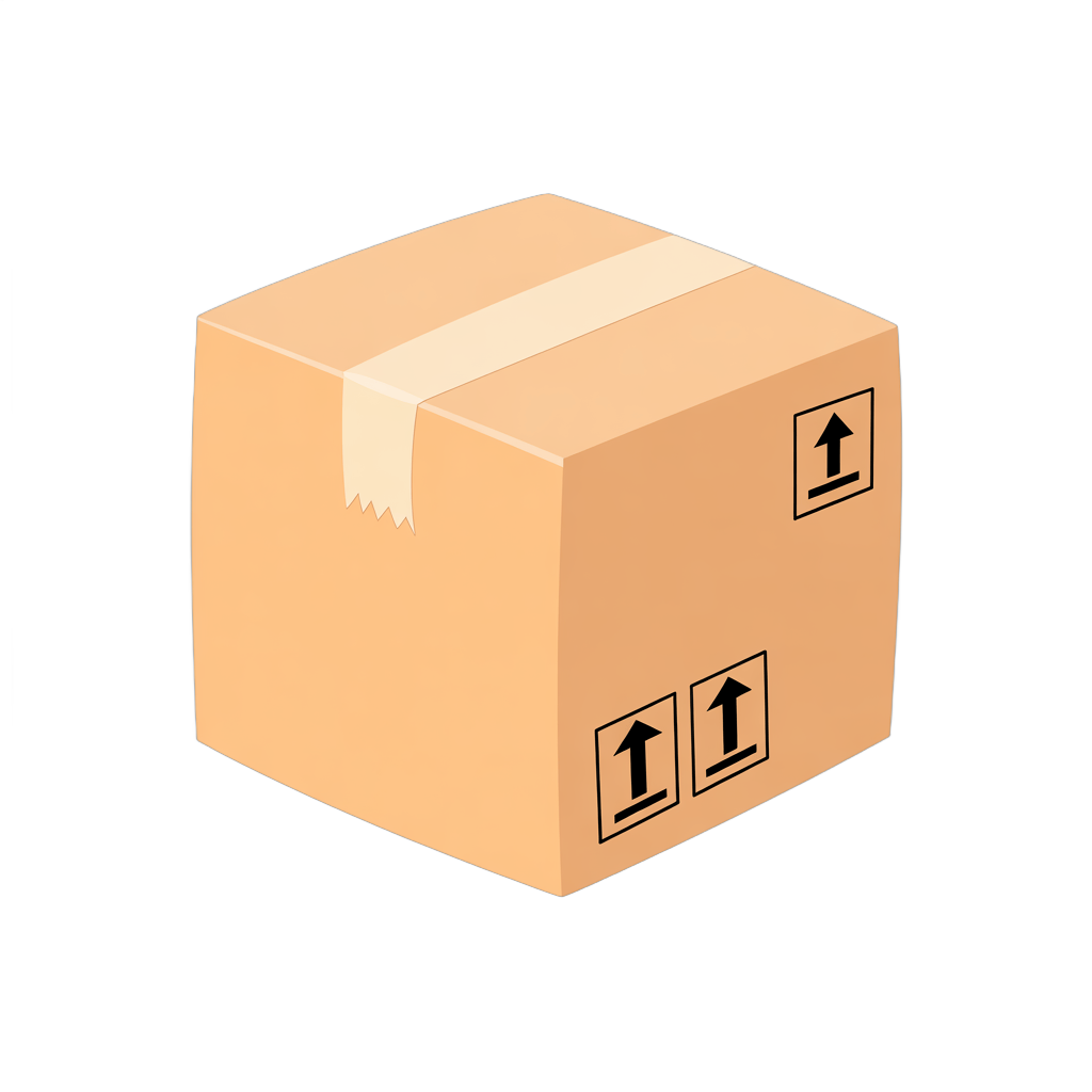 Isolated transparent background clipart of a brown cardboard box with shipping arrows for ecommerce packaging design PNG - transparent background