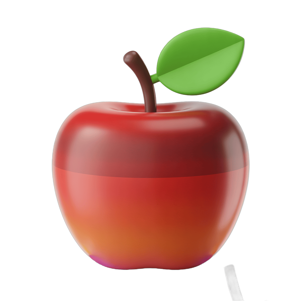 Isolated transparent background red apple with green leaf for food graphics and branding PNG - transparent background