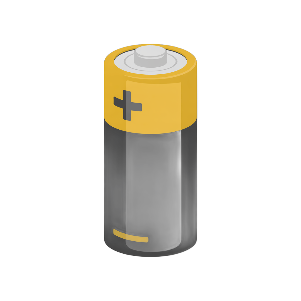 Isolated transparent battery icon for electronics product design and app interfaces PNG - transparent background