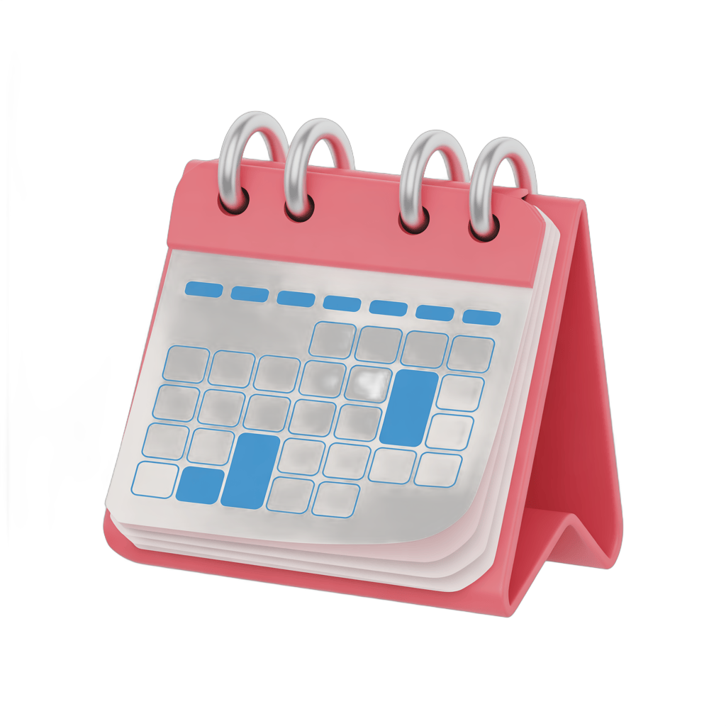 Isolated transparent calendar clipart with marked dates for planning and scheduling PNG - transparent background