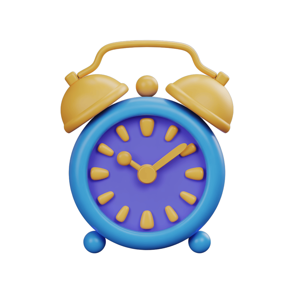Isolated transparent clipart alarm clock with golden bells and blue face for digital design projects PNG - transparent background