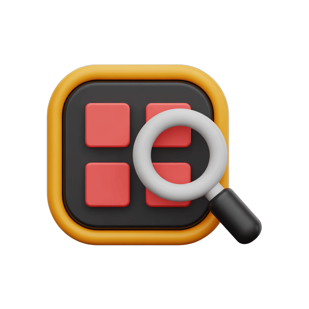 Isolated transparent clipart of calculator with search magnifying glass for business analytics and data review PNG - transparent background