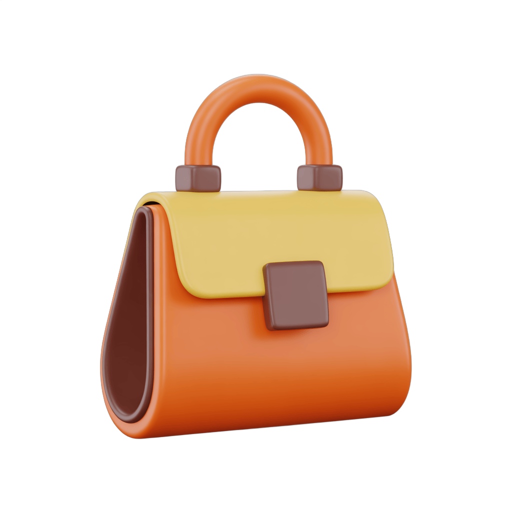 Isolated transparent clipart of stylish orange and yellow leather handbag with brown accents for marketing designs PNG - transparent background