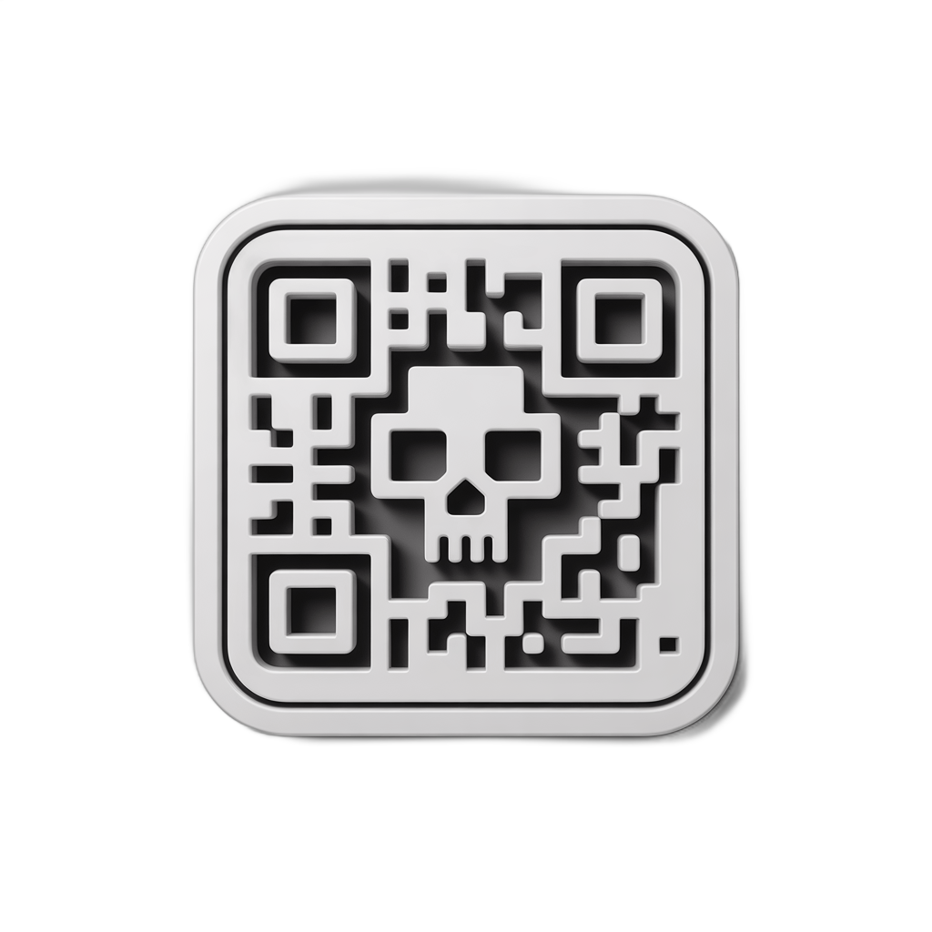 Isolated transparent qr code sticker with skull graphic for dark themes marketing designs PNG - transparent background