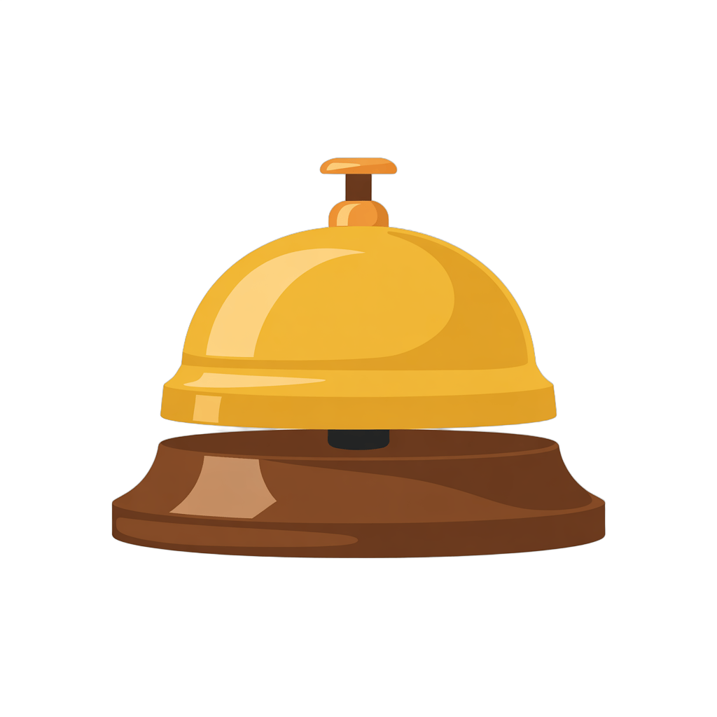 Isolated vintage hotel bell clipart graphic for reception desk notification icons PNG - transparent background
