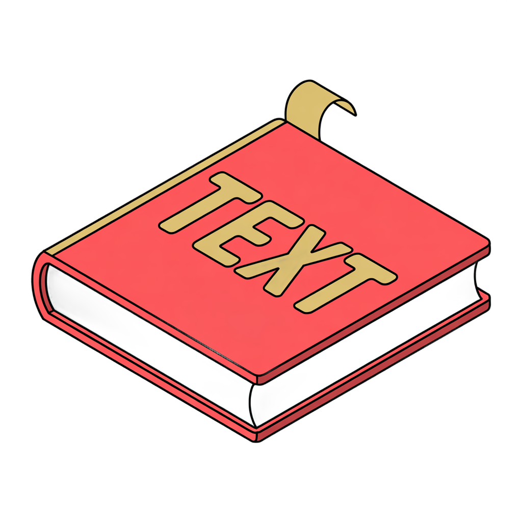 Isometric illustration of a red book with text label for educational and editorial design projects PNG - transparent background