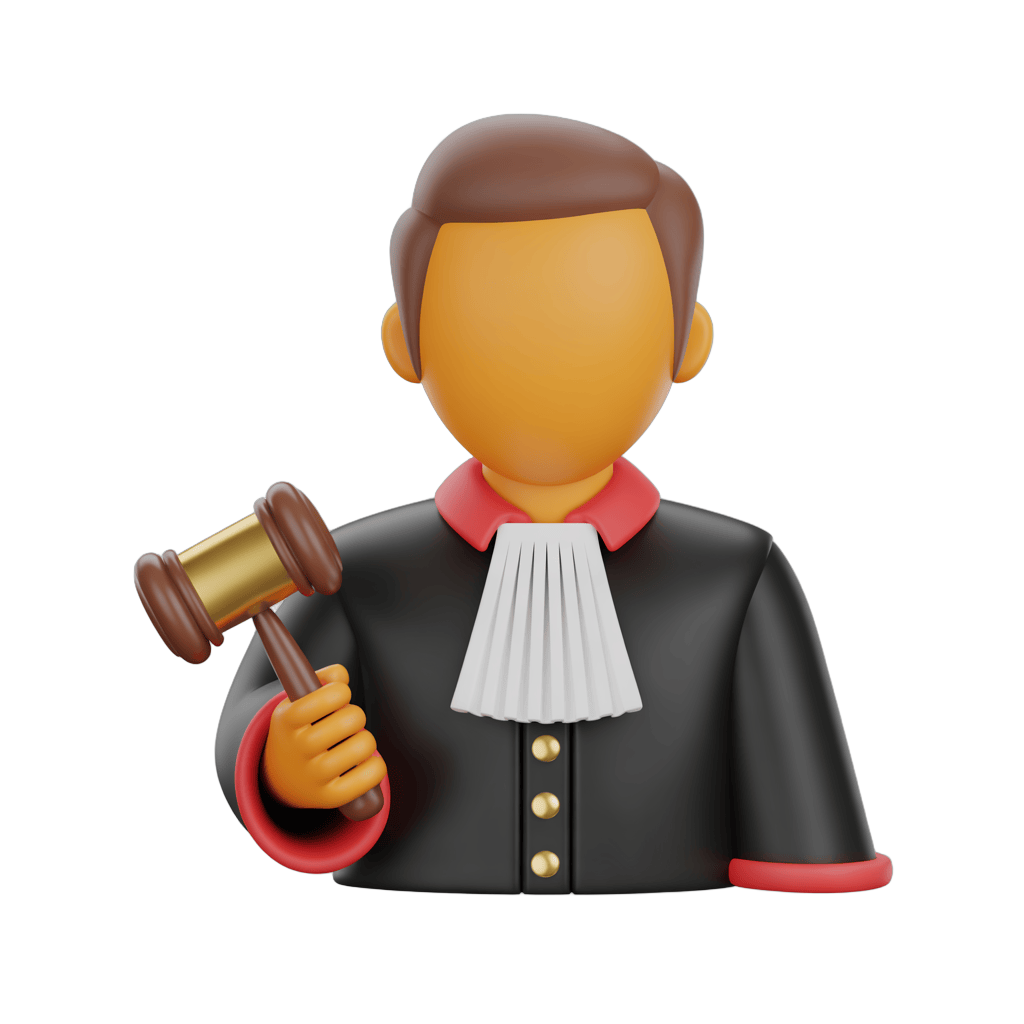 Judge holding gavel in black robe isolated transparent background clipart graphic PNG - transparent background