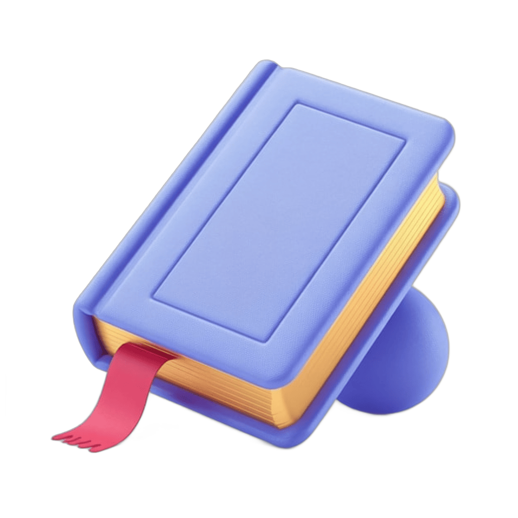 Light blue hardcover book with red ribbon marker standing upright on transparent background PNG - transparent background