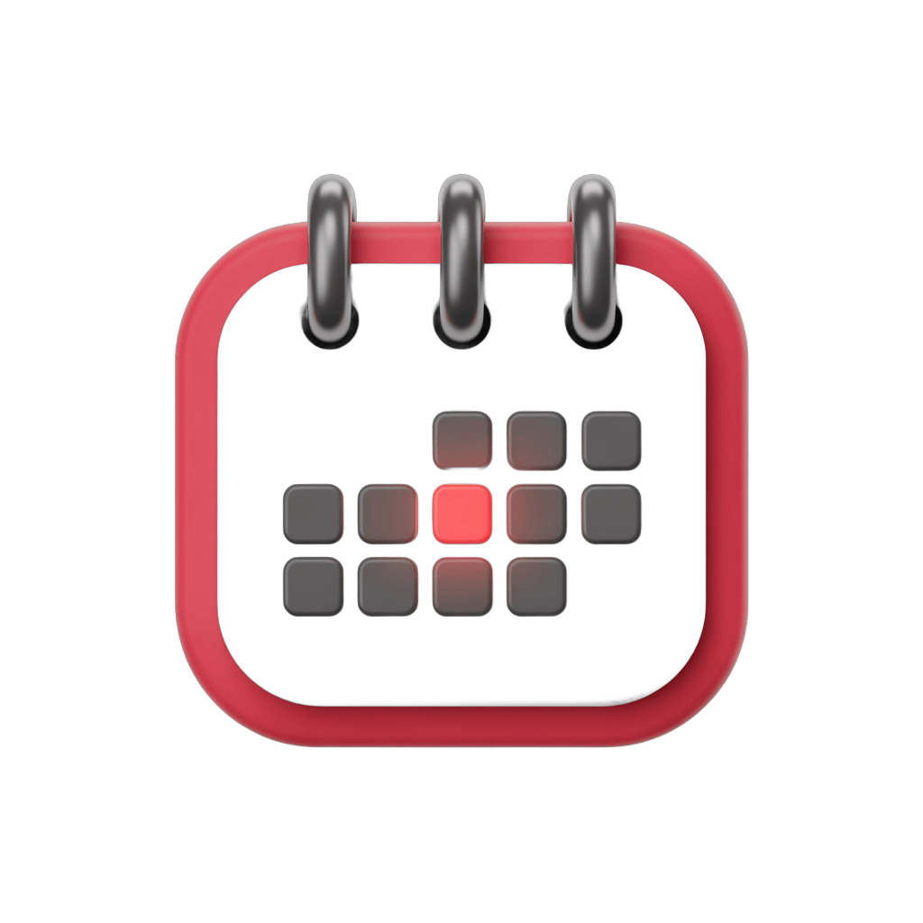 Minimalist calendar clipart with highlighted date for scheduling and planning documents PNG - transparent background