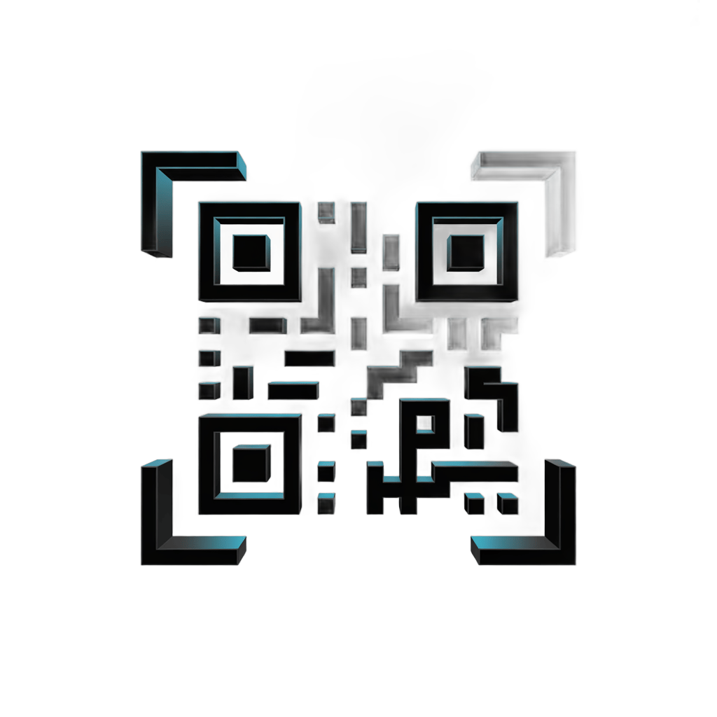Modern abstract geometric qr code graphic element for digital marketing and app promotion PNG - transparent background