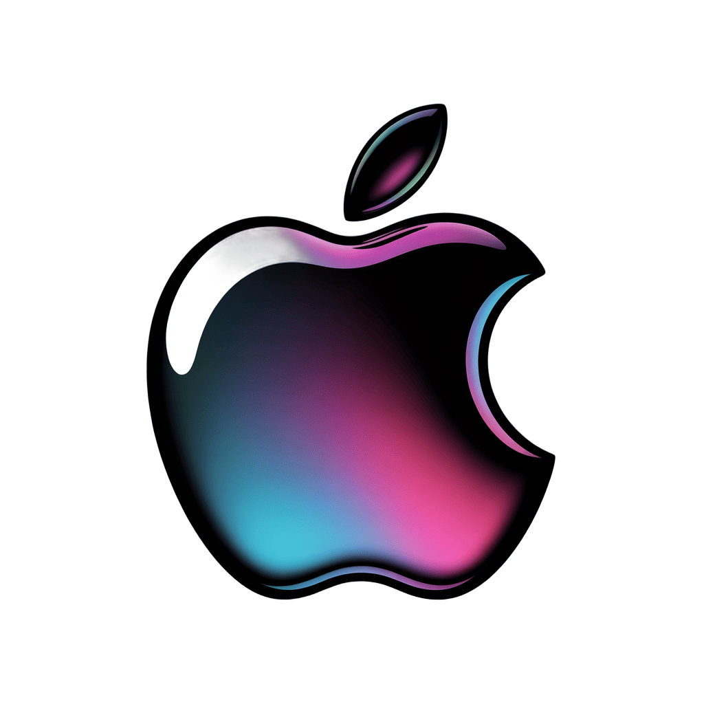 Modern apple logo graphic element with rainbow gradient for branding and design projects PNG - transparent background